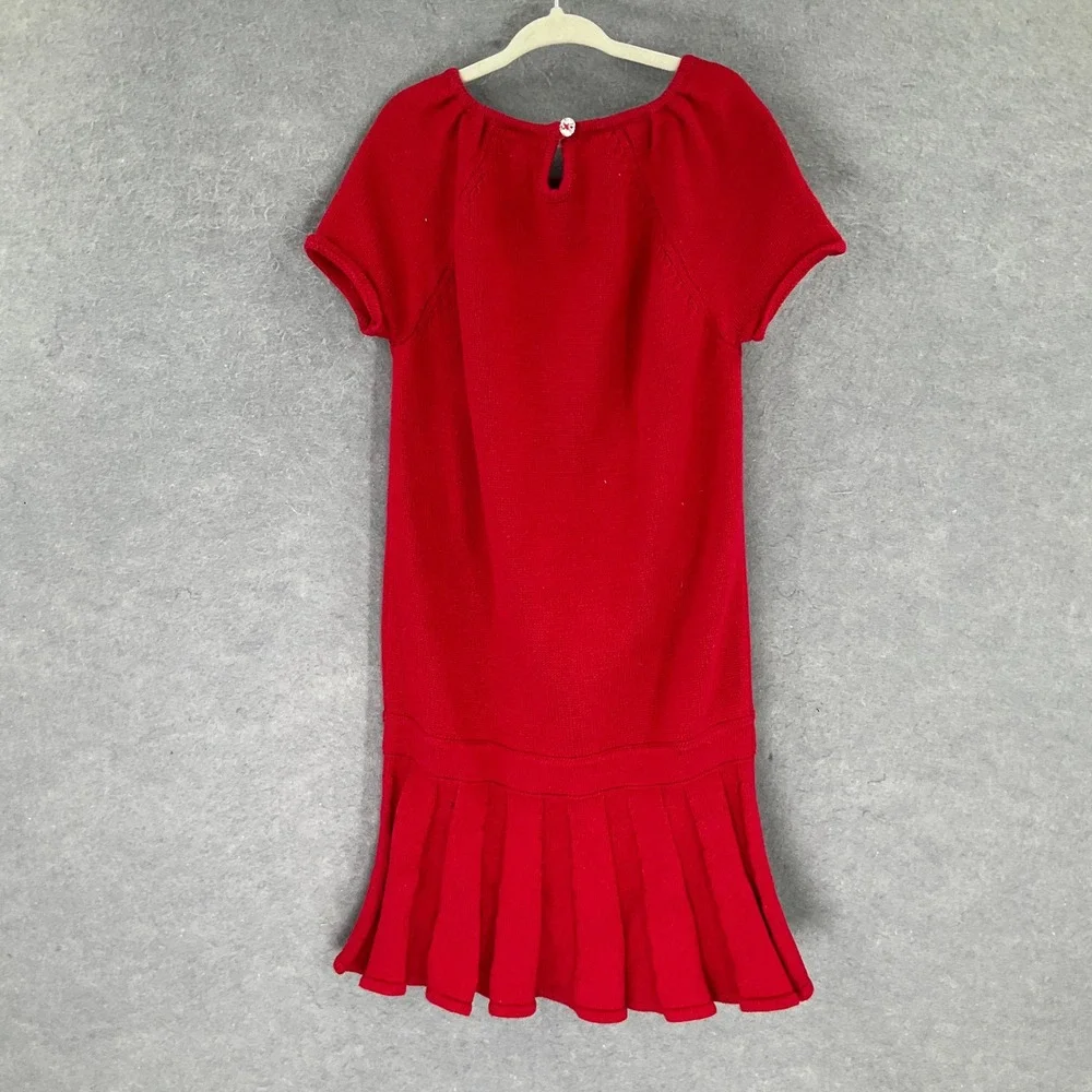 Gymboree Girls Red Knit Dress Rhinestone Cable Knit Flower Sz 8‎ Holiday Sweater